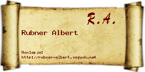 Rubner Albert névjegykártya